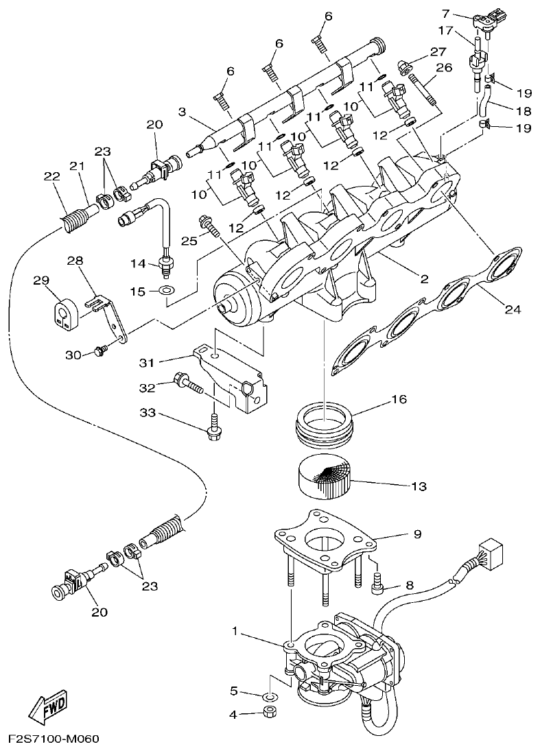 Yamaha FA1800A-M INTAKE 1 parts diagram